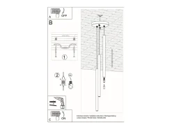 Sollux Lighting Lámparas colgantes Brill moderno de acero - 3 fuentes luminosas 4000K - L.20 x A.90 cm - Negro Clearance