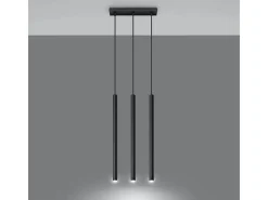 Sollux Lighting Lámparas colgantes Brill moderno de acero - 3 fuentes luminosas 4000K - L.30 x A.90 cm - Negro Hot