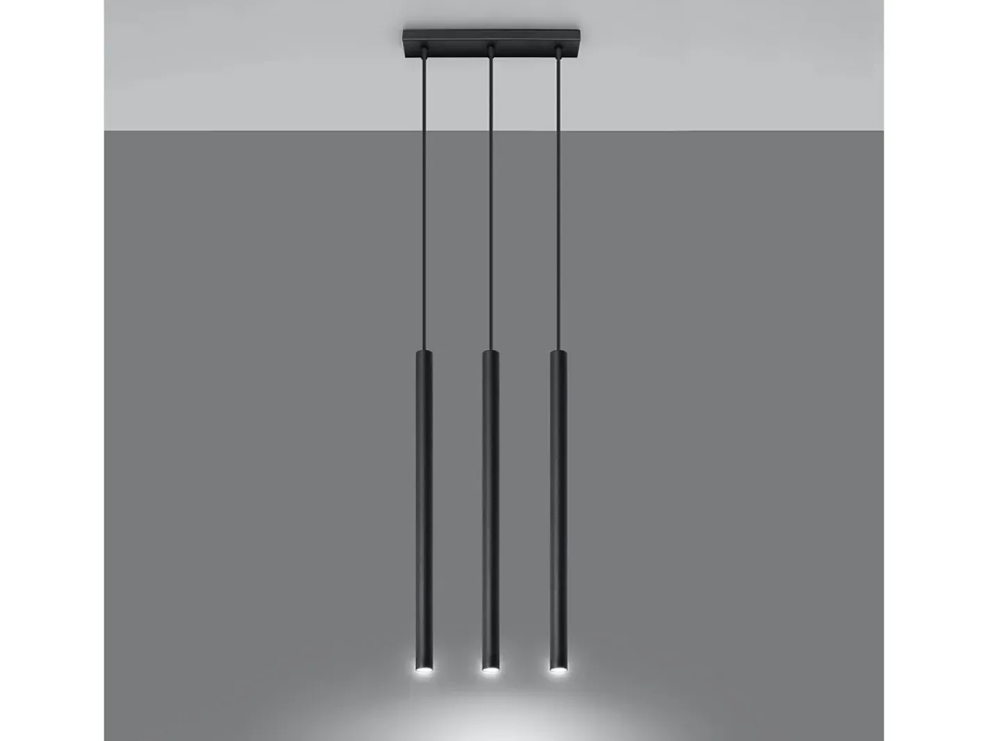 Sollux Lighting Lámparas colgantes Brill moderno de acero - 3 fuentes luminosas 4000K - L.30 x A.90 cm - Negro Hot