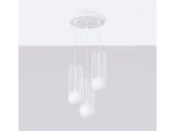 New Sollux Lighting Lámparas Colgantes Brina Moderno De Acero - 3 Fuentes Luminosas - L.34 X A.115 Cm - Blanco