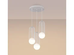 New Sollux Lighting Lámparas Colgantes Brina Moderno De Acero - 3 Fuentes Luminosas - L.34 X A.115 Cm - Blanco