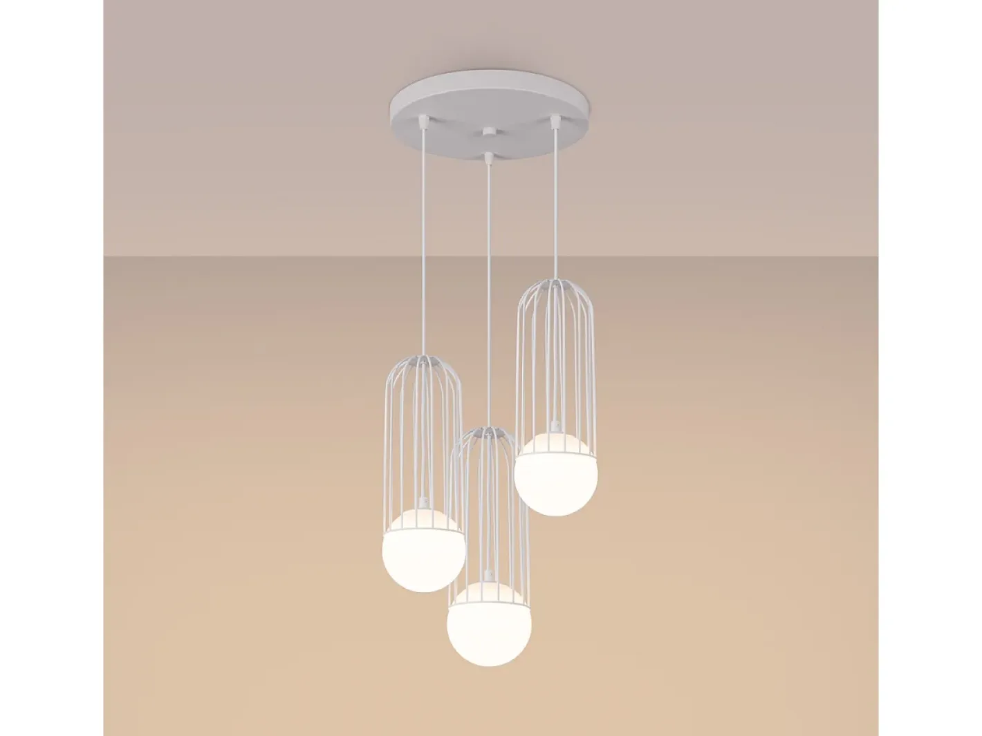 New Sollux Lighting Lámparas Colgantes Brina Moderno De Acero - 3 Fuentes Luminosas - L.34 X A.115 Cm - Blanco