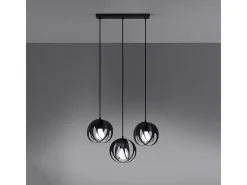 Sale Sollux Lighting Lámparas colgantes Brive moderno de acero - 3 fuentes luminosas 4000K - L.50 x A.117 cm - Negro