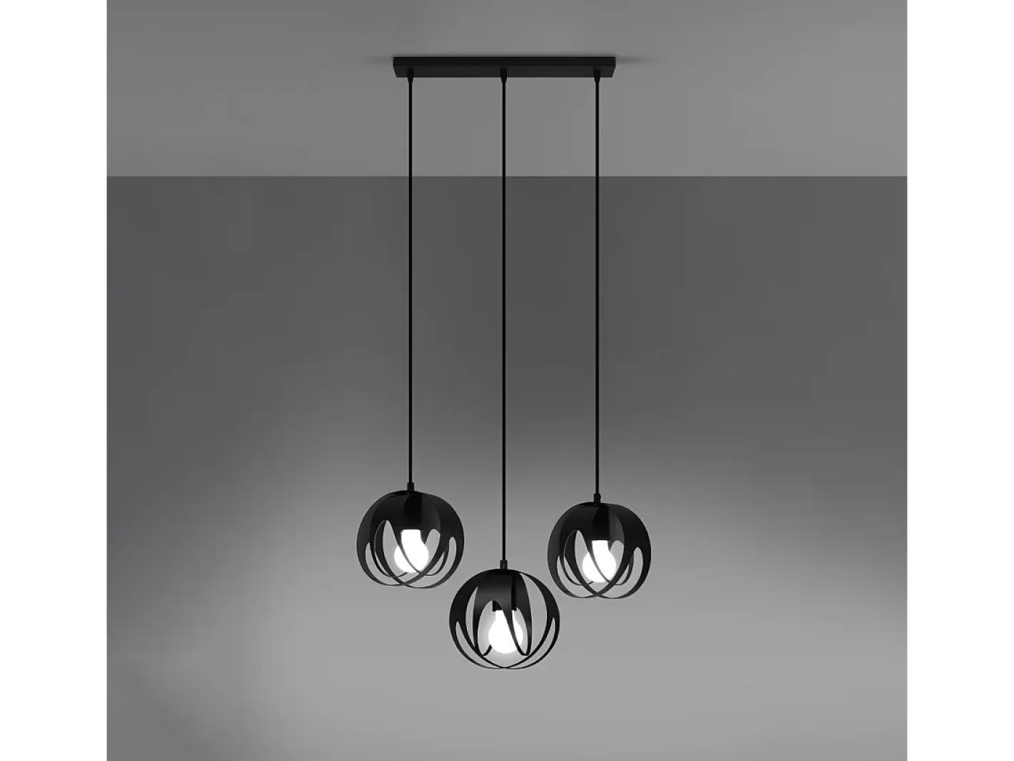 Sale Sollux Lighting Lámparas colgantes Brive moderno de acero - 3 fuentes luminosas 4000K - L.50 x A.117 cm - Negro