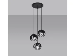 Clearance Sollux Lighting Lámparas colgantes Brive moderno de acero - 3 fuentes luminosas 3000K - L.30 x A.117 cm - Negro