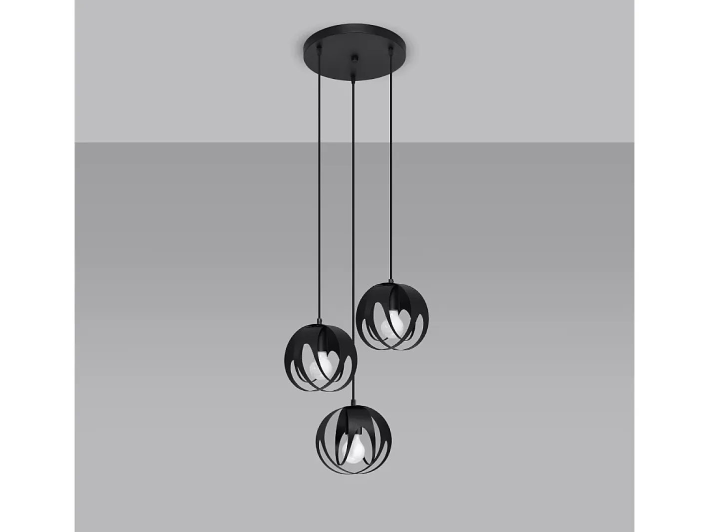 Clearance Sollux Lighting Lámparas colgantes Brive moderno de acero - 3 fuentes luminosas 3000K - L.30 x A.117 cm - Negro