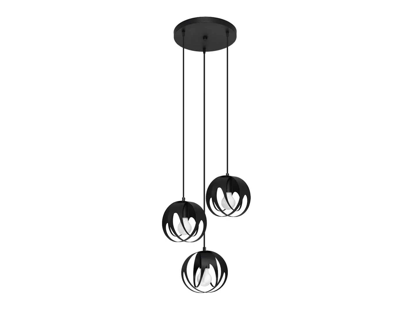 Clearance Sollux Lighting Lámparas colgantes Brive moderno de acero - 3 fuentes luminosas 3000K - L.30 x A.117 cm - Negro