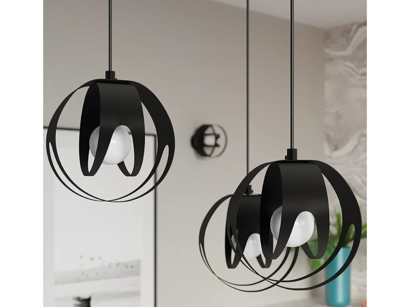Clearance Sollux Lighting Lámparas colgantes Brive moderno de acero - 3 fuentes luminosas 3000K - L.30 x A.117 cm - Negro