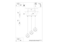 Hot Sollux Lighting Lámparas colgantes Brive moderno de acero - 3 fuentes luminosas 3000K - L.50 x A.117 cm - Negro
