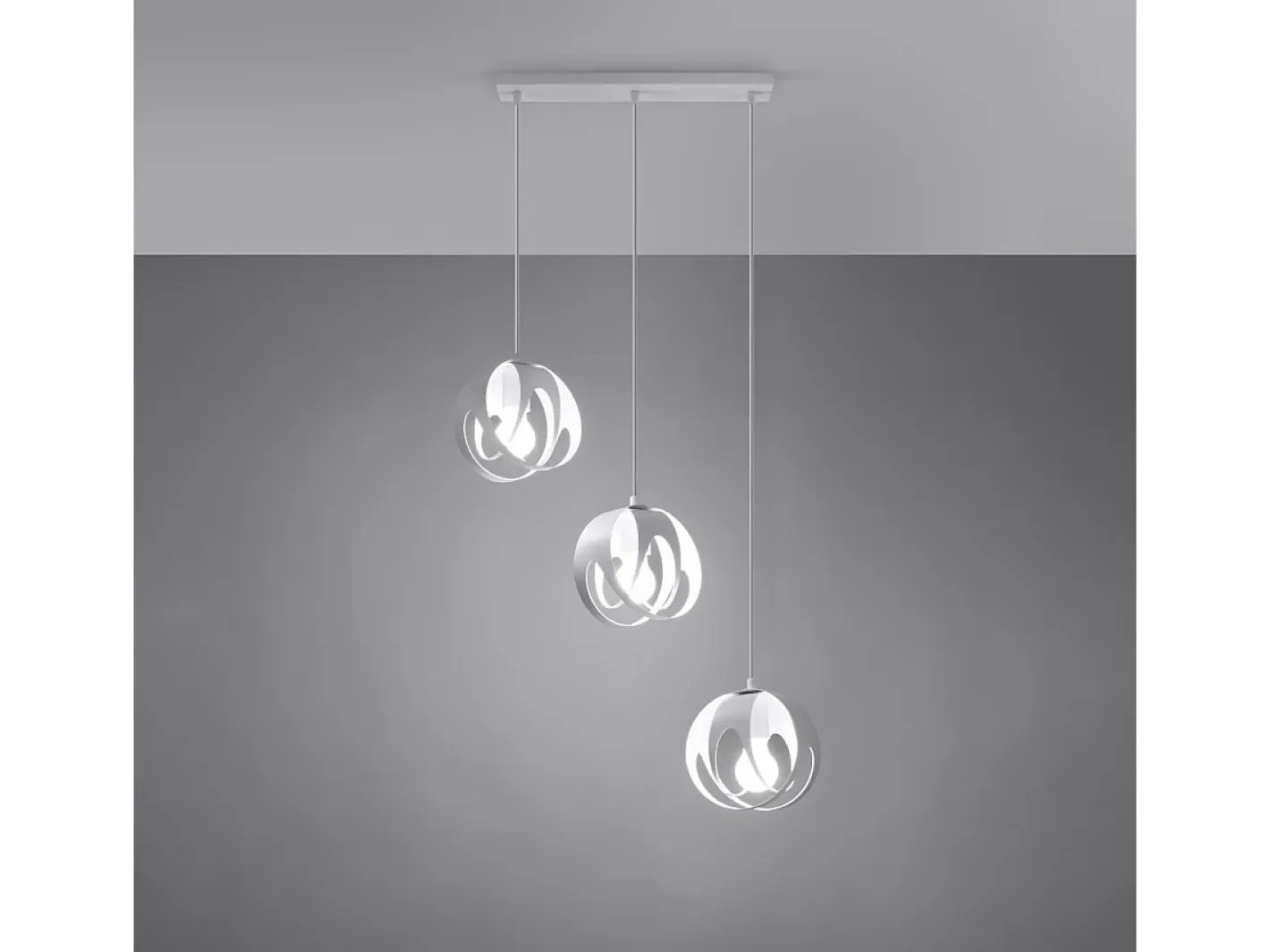Sollux Lighting Lámparas colgantes Brive moderno de acero - 3 fuentes luminosas 4000K - L.50 x A.117 cm - Blanco Hot