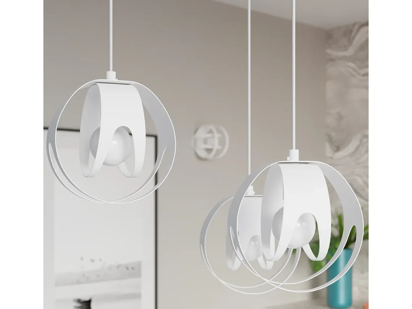 Sollux Lighting Lámparas colgantes Brive moderno de acero - 3 fuentes luminosas 4000K - L.50 x A.117 cm - Blanco Hot