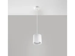 Outlet Sollux Lighting Lámparas colgantes Celeris moderno de aluminio - 1 fuentes luminosas 3000K - L.10 x A.110 cm - Blanco