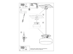 Sollux Lighting Lámpara Suspendida-Lámparas colgantes Cercle minimalista de CLORURO DE POLIVINILO - 3 fuentes luminosas 4000K - L.45 x A.111 cm - Gris