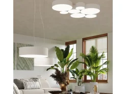 Sollux Lighting Lámparas colgantes Cercle minimalista de CLORURO DE POLIVINILO - 2 fuentes luminosas 4000K - L.35 x A.111 cm - Blanco Clearance