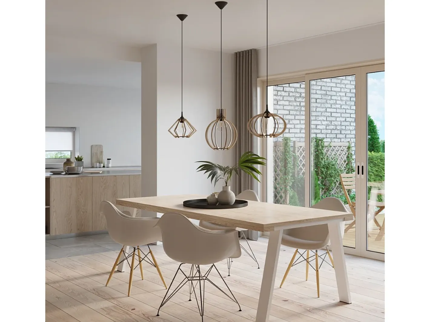 Sollux Lighting Lámpara Suspendida-Lámparas colgantes Citranova escandinavo de madera - 1 fuentes luminosas 4000K - L.28 x A.100 cm - madera natural Color natural claro
