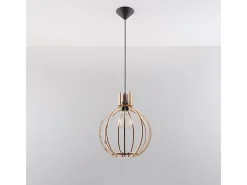 New Sollux Lighting Lámparas colgantes Citranova escandinavo de madera - 1 fuentes luminosas 3000K - L.28 x A.100 cm - madera natural Color natural claro