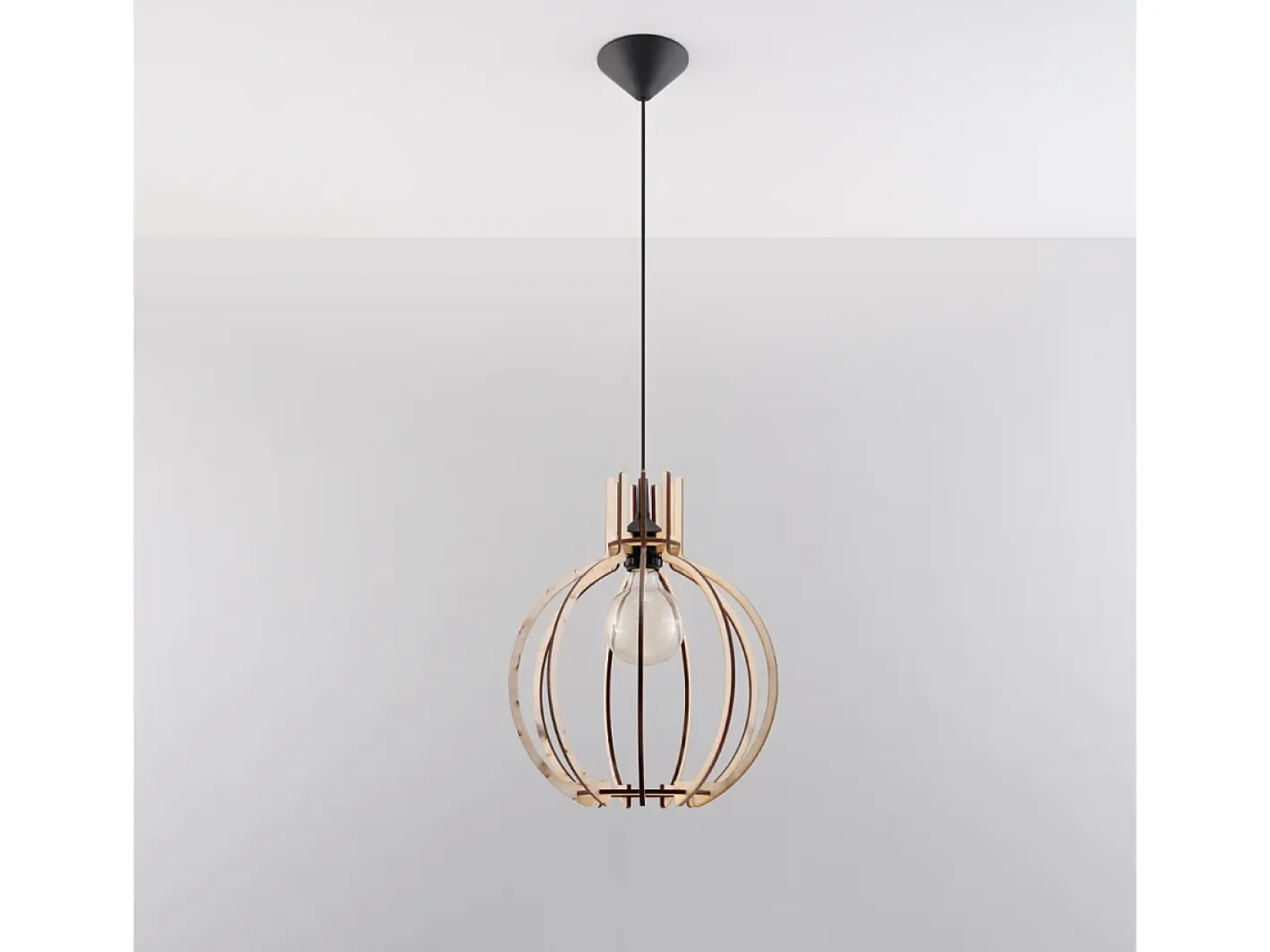 New Sollux Lighting Lámparas colgantes Citranova escandinavo de madera - 1 fuentes luminosas 3000K - L.28 x A.100 cm - madera natural Color natural claro