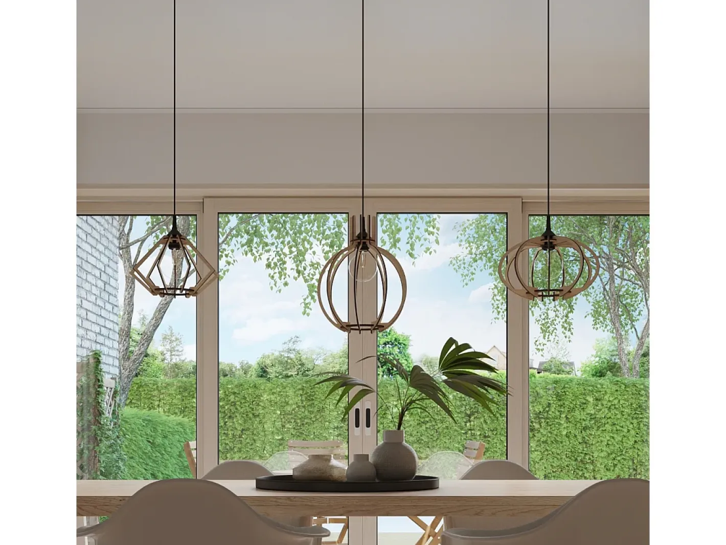 Sollux Lighting Lámpara Suspendida-Lámparas colgantes Citrubloom escandinavo de madera - 1 fuentes luminosas 3000K - L.27,5 x A.90 cm - madera natural Color natural claro