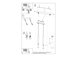 Sollux Lighting Lámpara Suspendida-Lámparas colgantes Eclim moderno de acero/vidrio - 2 fuentes luminosas 3000K - L.30 x A.120 cm - Negro