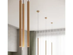 Best Sollux Lighting Lámparas colgantes Elara moderno de acero - 3 fuentes luminosas 4000K - L.20 x A.120 cm - Dorado