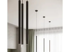 Sollux Lighting Lámpara Suspendida-Lámparas colgantes Elara moderno de acero - 1 fuentes luminosas 3000K - L.8 x A.120 cm - Negro