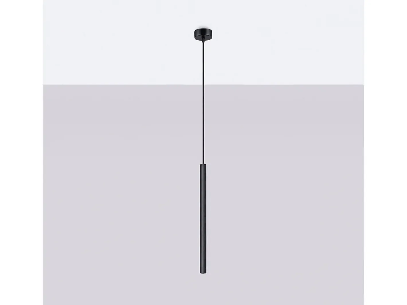 Sollux Lighting Lámpara Suspendida-Lámparas colgantes Elara moderno de acero - 1 fuentes luminosas 3000K - L.8 x A.120 cm - Negro