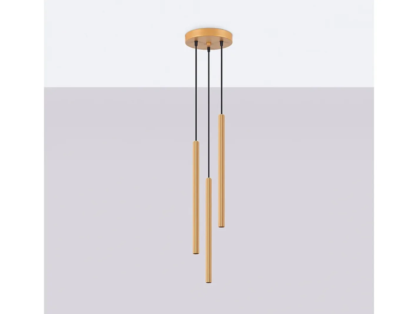 Sale Sollux Lighting Lámparas colgantes Elara moderno de acero - 3 fuentes luminosas 3000K - L.20 x A.120 cm - Dorado