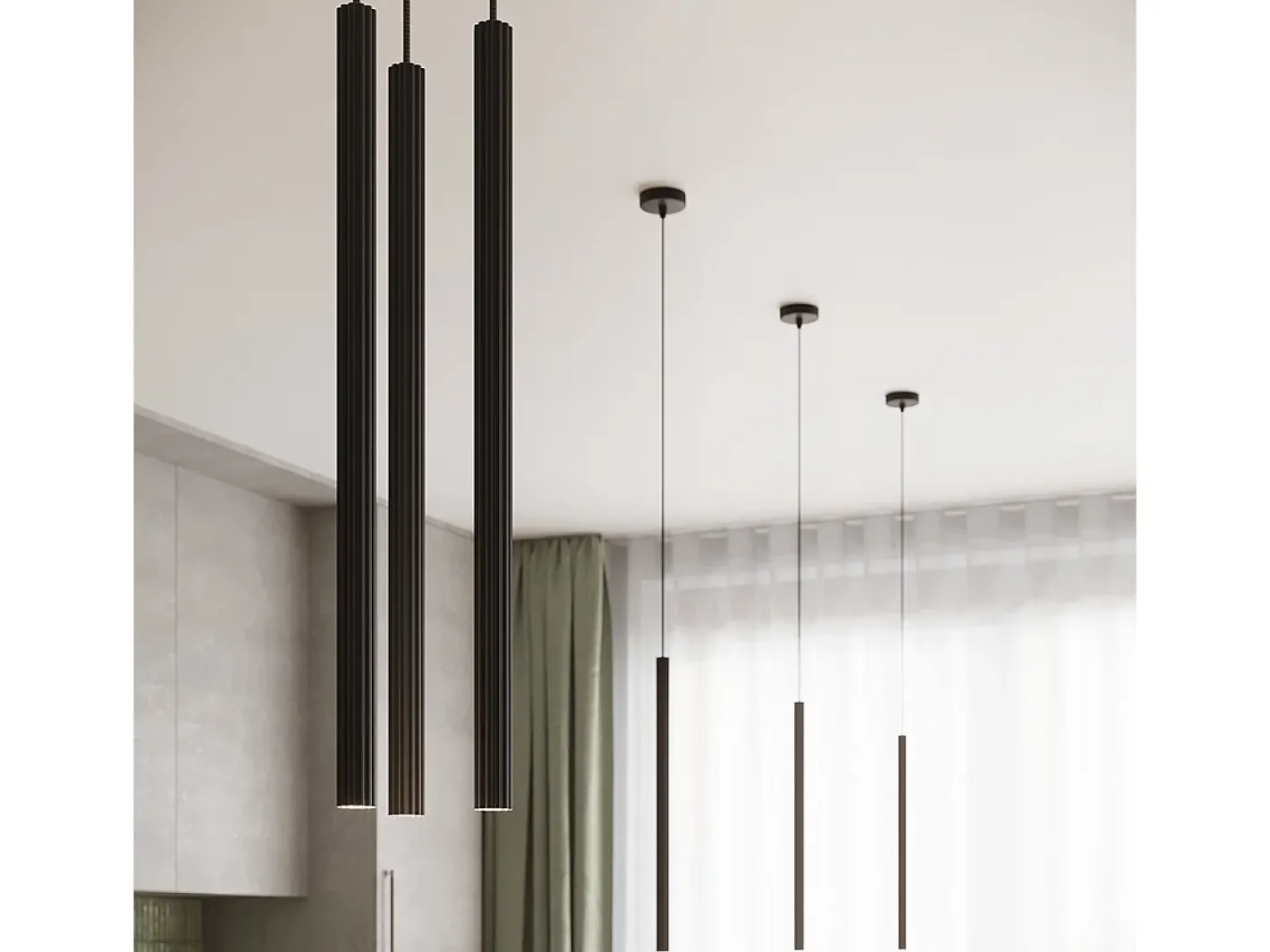 Sollux Lighting Lámpara Suspendida-Lámparas colgantes Elara moderno de acero - 3 fuentes luminosas 4000K - L.20 x A.120 cm - Negro