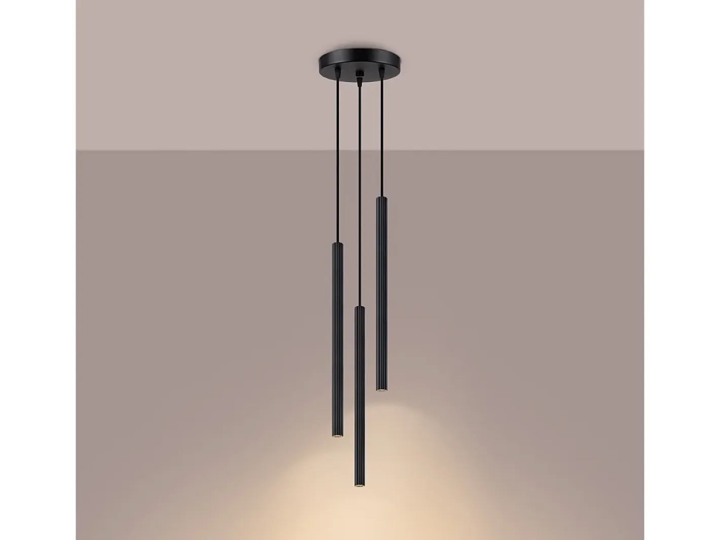 Sollux Lighting Lámpara Suspendida-Lámparas colgantes Elara moderno de acero - 3 fuentes luminosas 4000K - L.20 x A.120 cm - Negro