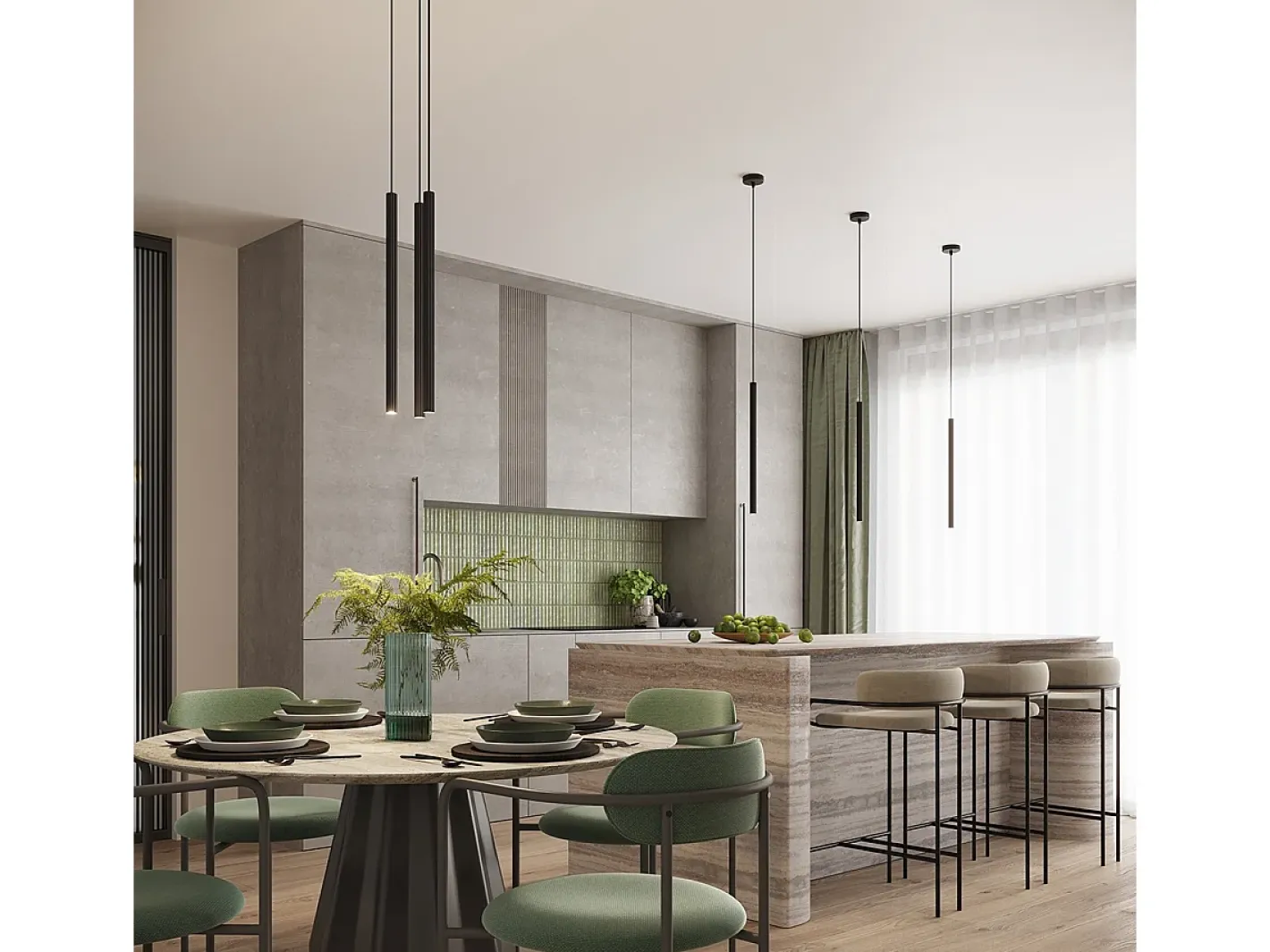 Sollux Lighting Lámpara Suspendida-Lámparas colgantes Elara moderno de acero - 3 fuentes luminosas 4000K - L.20 x A.120 cm - Negro