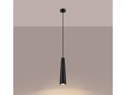 Discount Sollux Lighting Lámparas Colgantes Electra Desván De Concreto - 1 Fuentes Luminosas - L.8 X A.125 Cm - Negro