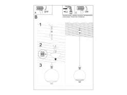 Hot Sollux Lighting Lámparas colgantes Esfera minimalista de acero/vidrio - 1 fuentes luminosas 3000K - L.30 x A.120 cm - Transparente