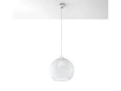 Hot Sollux Lighting Lámparas colgantes Esfera minimalista de acero/vidrio - 1 fuentes luminosas 3000K - L.30 x A.120 cm - Transparente