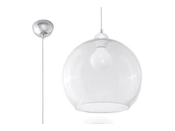 Hot Sollux Lighting Lámparas colgantes Esfera minimalista de acero/vidrio - 1 fuentes luminosas 3000K - L.30 x A.120 cm - Transparente