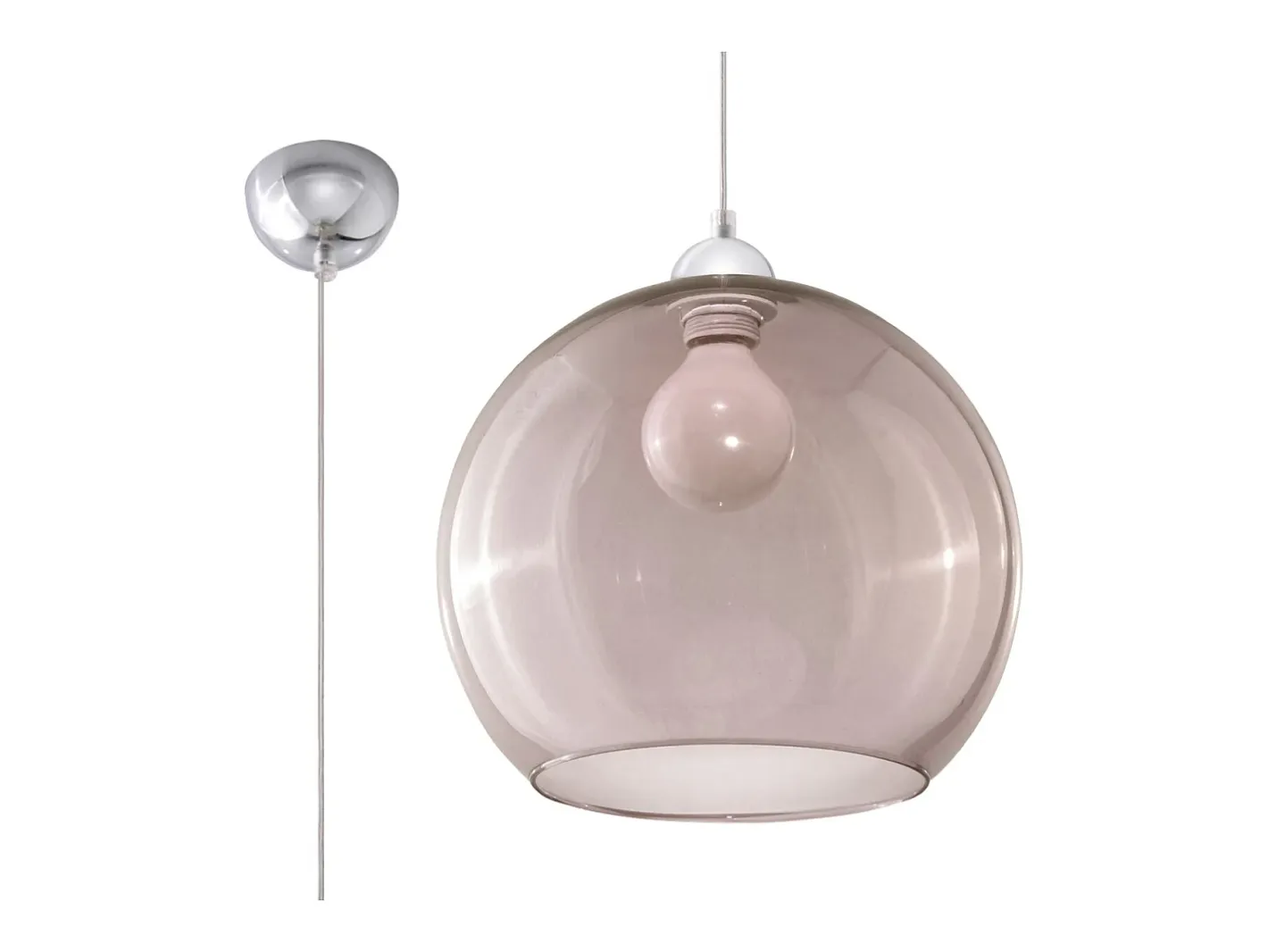 Clearance Sollux Lighting Lámparas colgantes Esfera minimalista de acero/vidrio - 1 fuentes luminosas 4000K - L.30 x A.120 cm - grafito Negro