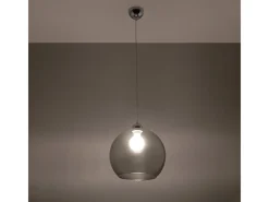 Clearance Sollux Lighting Lámparas colgantes Esfera minimalista de acero/vidrio - 1 fuentes luminosas 4000K - L.30 x A.120 cm - grafito Negro