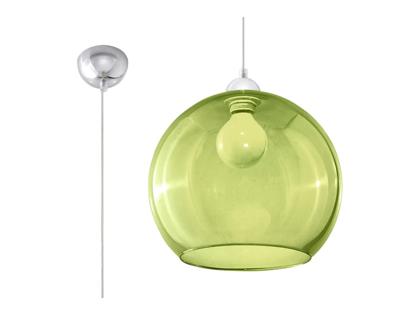 Sollux Lighting Lámpara Suspendida-Lámparas colgantes Esfera minimalista de acero/vidrio - 1 fuentes luminosas 3000K - L.30 x A.120 cm - Verde