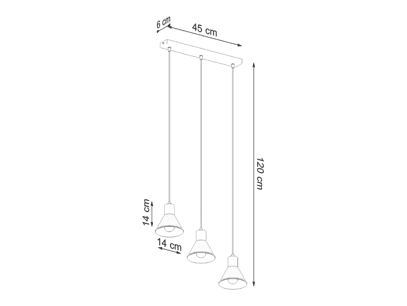 Clearance Sollux Lighting Lámparas colgantes Faldura moderno de acero - 3 fuentes luminosas 3000K - L.45 x A.120 cm - Negro