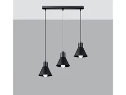 Clearance Sollux Lighting Lámparas colgantes Faldura moderno de acero - 3 fuentes luminosas 3000K - L.45 x A.120 cm - Negro