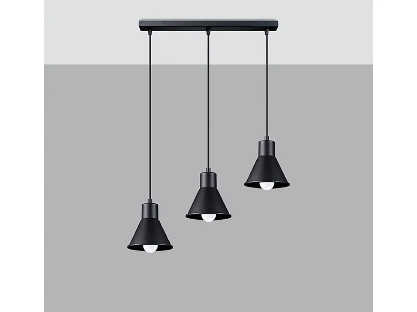 Clearance Sollux Lighting Lámparas colgantes Faldura moderno de acero - 3 fuentes luminosas 3000K - L.45 x A.120 cm - Negro