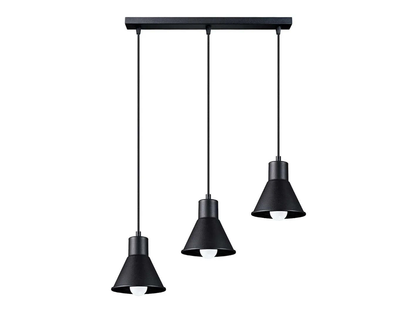 Clearance Sollux Lighting Lámparas colgantes Faldura moderno de acero - 3 fuentes luminosas 3000K - L.45 x A.120 cm - Negro