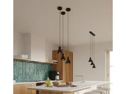 Clearance Sollux Lighting Lámparas colgantes Faldura moderno de acero - 3 fuentes luminosas 3000K - L.45 x A.120 cm - Negro