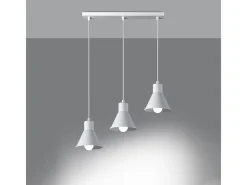 Sollux Lighting Lámpara Suspendida-Lámparas colgantes Faldura moderno de acero - 3 fuentes luminosas 4000K - L.45 x A.120 cm - Blanco