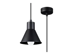 Sollux Lighting Lámpara Suspendida-Lámparas colgantes Faldura moderno de acero - 1 fuentes luminosas 4000K - L.14 x A.120 cm - Negro