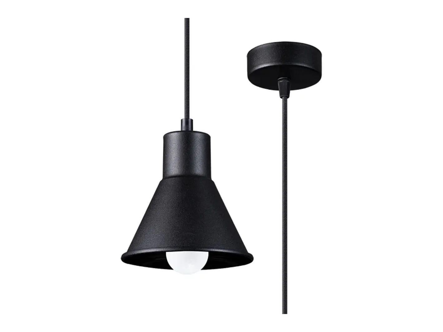 Sollux Lighting Lámpara Suspendida-Lámparas colgantes Faldura moderno de acero - 1 fuentes luminosas 3000K - L.14 x A.120 cm - Negro