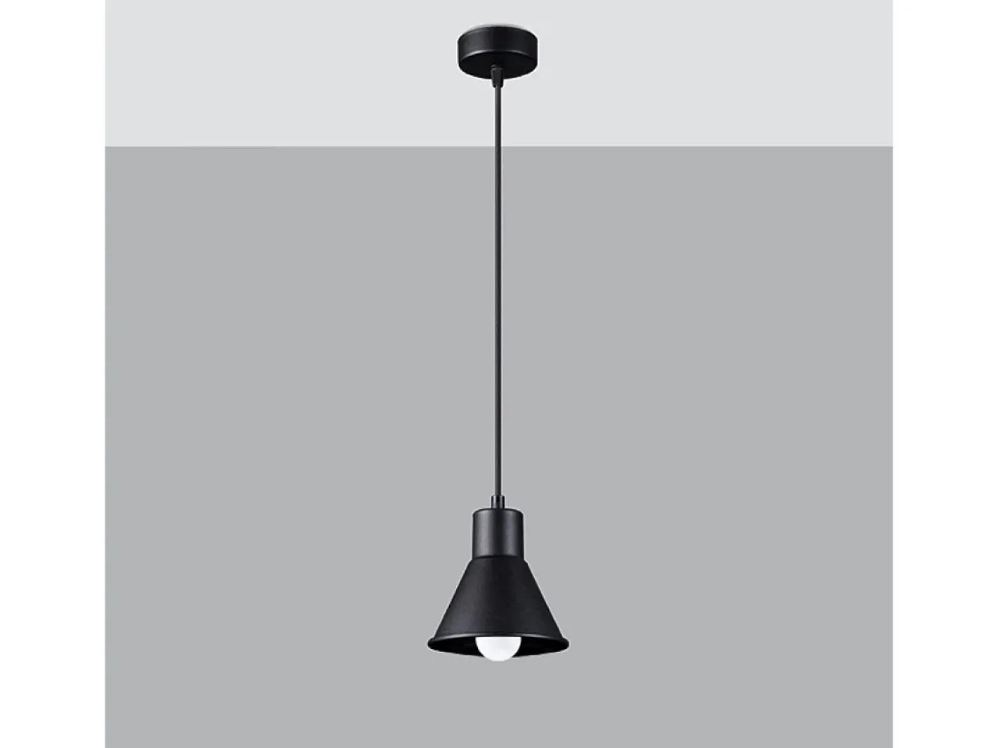 Sollux Lighting Lámpara Suspendida-Lámparas colgantes Faldura moderno de acero - 1 fuentes luminosas 3000K - L.14 x A.120 cm - Negro