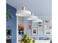 New Sollux Lighting Lámparas Colgantes Fano Escandinavo De Acero - 1 Fuentes Luminosas - L.34 X A.120 Cm - Blanco