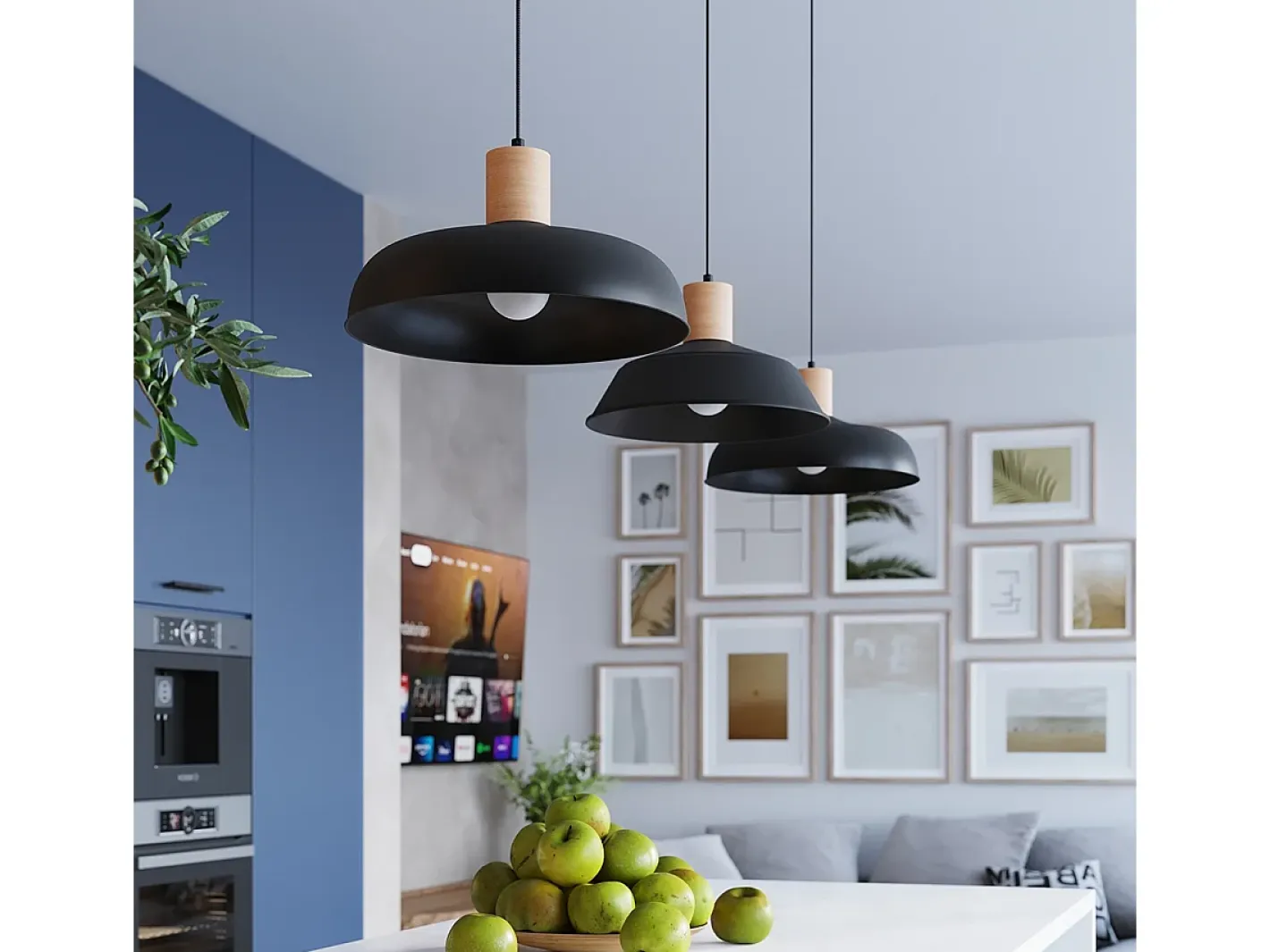 Sollux Lighting Lámpara Suspendida-Lámparas Colgantes Fano Escandinavo De Acero - 1 Fuentes Luminosas - L.34 X A.120 Cm - Negro