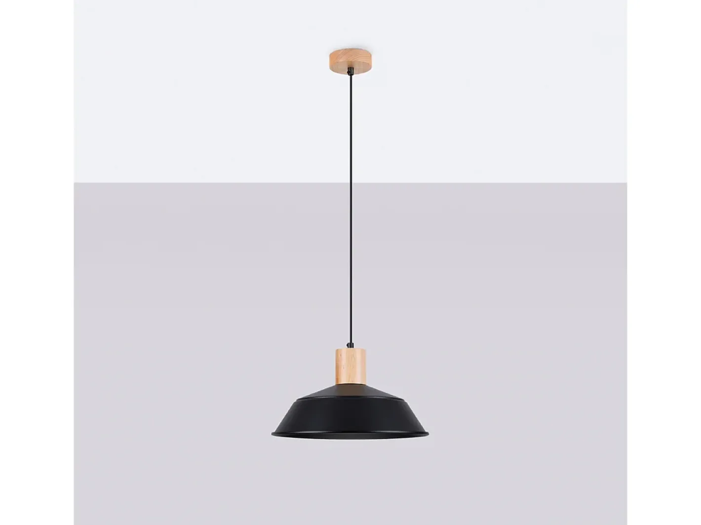 Sollux Lighting Lámpara Suspendida-Lámparas Colgantes Fano Escandinavo De Acero - 1 Fuentes Luminosas - L.34 X A.120 Cm - Negro