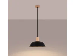 Sollux Lighting Lámpara Suspendida-Lámparas Colgantes Fano Escandinavo De Acero - 1 Fuentes Luminosas - L.34 X A.120 Cm - Negro